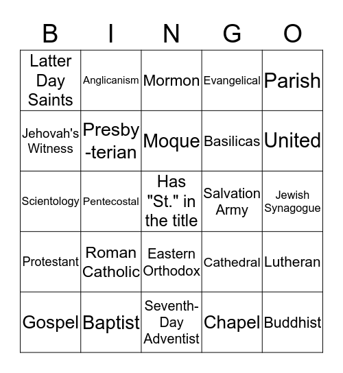 RELIGIOUS LIGHTING PROJECTS Bingo Card