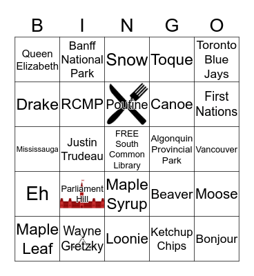 Canada Bingo Card