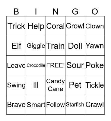 Bricks Reading Bingo Card