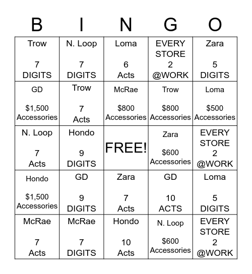 East Empire Leadership BINGO Card