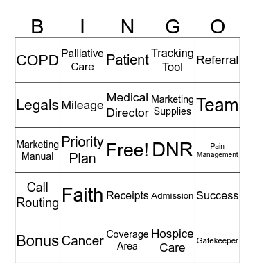 Hospice Bingo  Bingo Card