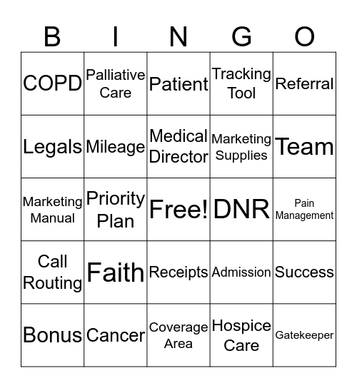 Hospice Bingo  Bingo Card