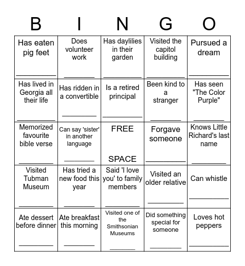 Dazzling Dames Bingo Card