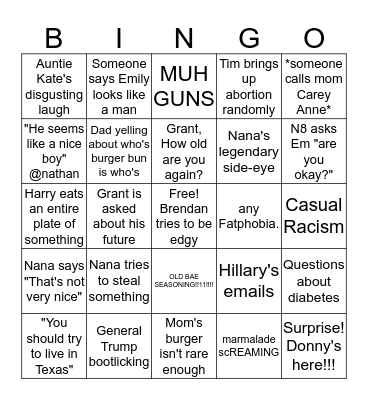 Emily's Grad Party Bingo Card