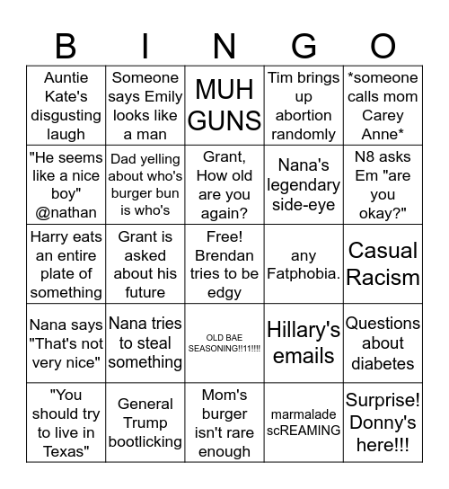 Emily's Grad Party Bingo Card