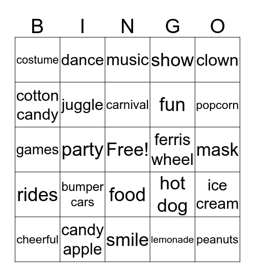 Carnival! Bingo Card