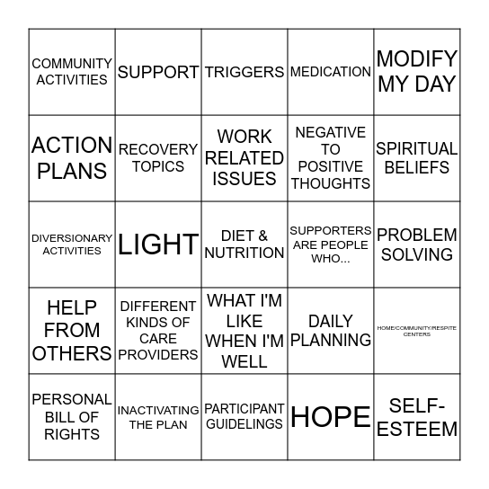 WRAP BINGO Card