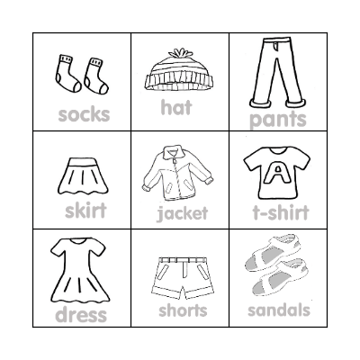 Show + Tell - Clothes! Bingo Card