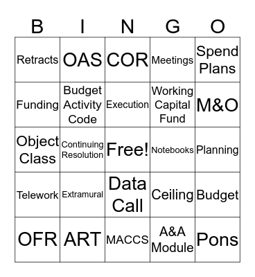 M&O Bingo Card