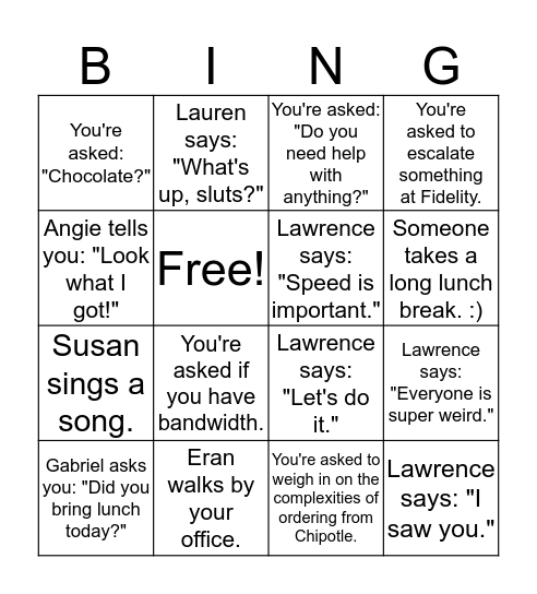SOL Bingo Card