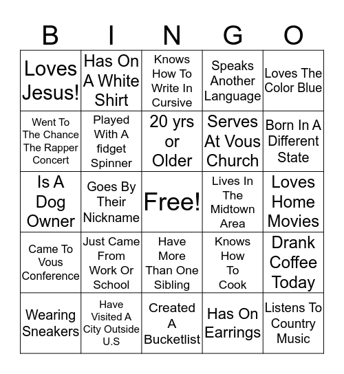 Crew Bingo Card