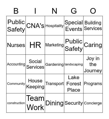 Find JOY in your Journey Bingo Card