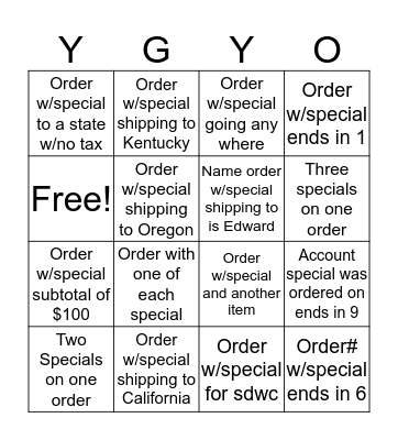 Web Wednesday Bingo Card