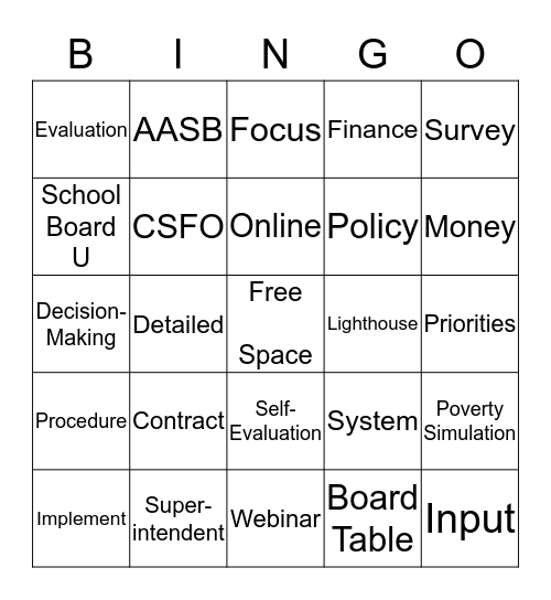 AASB Learning Lab Bingo Card