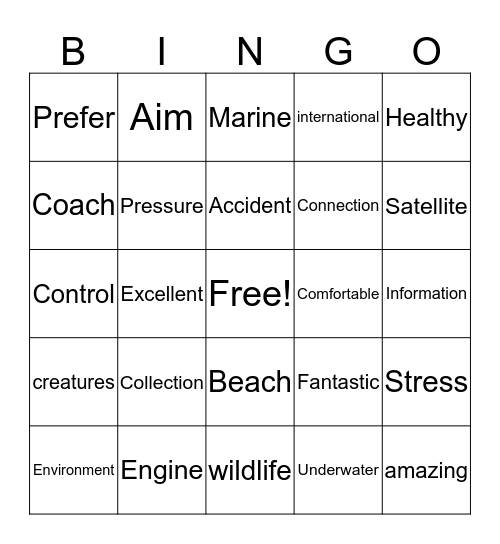 END OF YEAR GAME Bingo Card