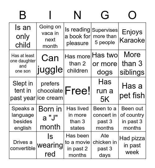 Get to Know Your Cohort Bingo Card