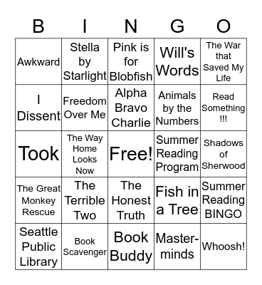 Award Book BINGO 2018 Bingo Card