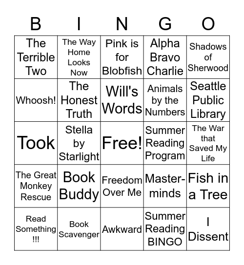 Award Book BINGO 2018 Bingo Card