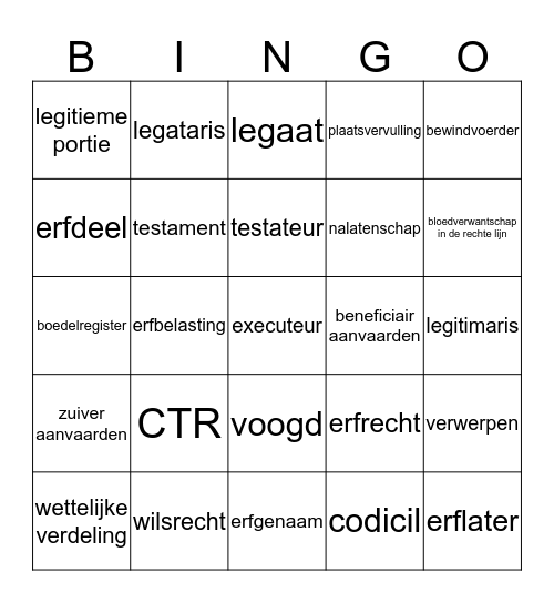 Erfrecht bingo Card