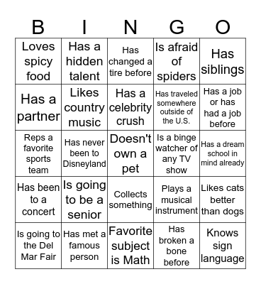 Find someone who...! Bingo Card