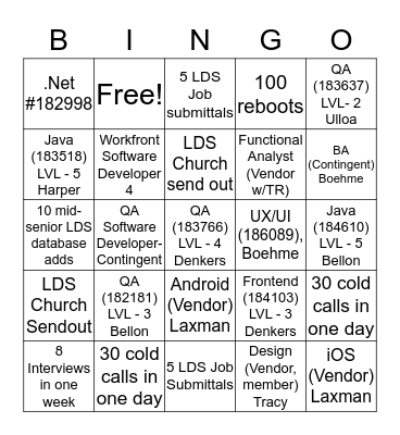 STG SUMMER BINGO LDS BOARD Bingo Card