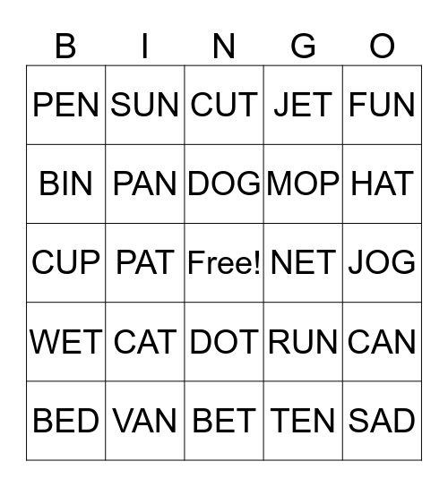 Level 1 Bingo Card