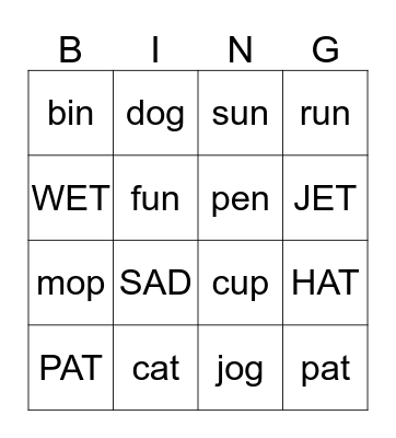 Level 1 Bingo Card