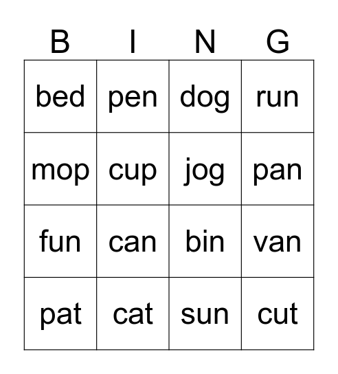 Level 1 Bingo Card