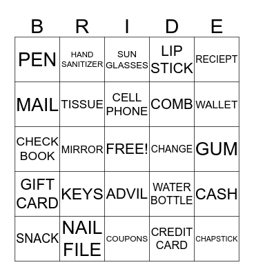 PURSE BINGO Card