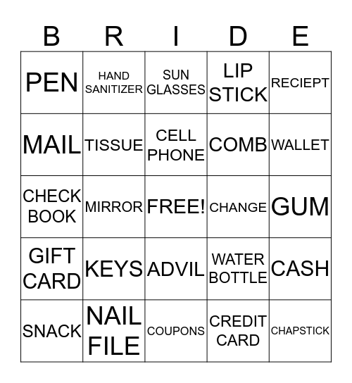 PURSE BINGO Card