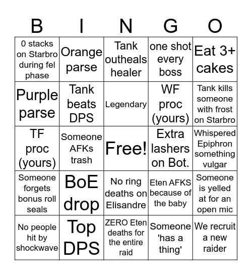 Version Three Bingo Card