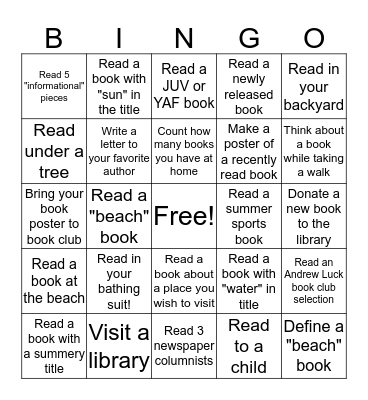 Summer Challenge Bingo 2017 Bingo Card