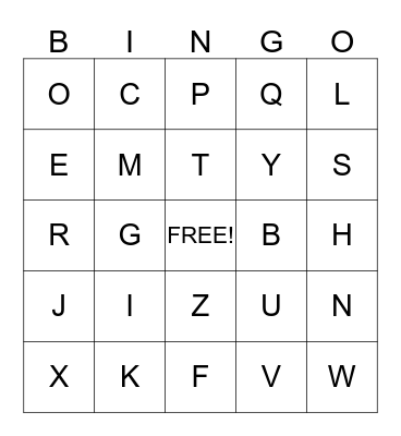 ALPHABET LETTER SOUNDS Bingo Card
