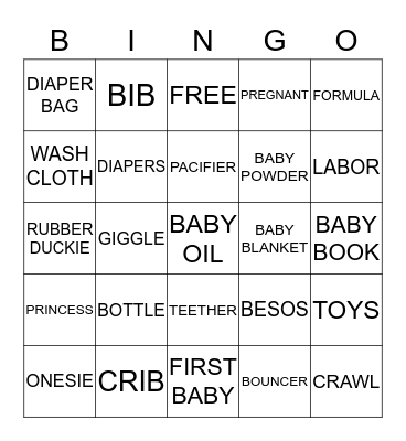 BABY SHOWER BINGO! Bingo Card