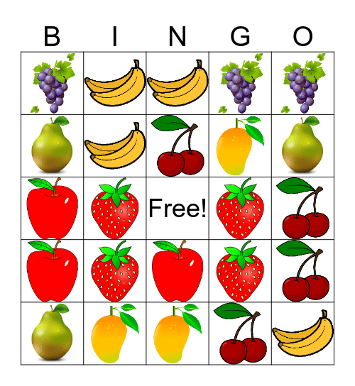 Fruit Bingo Card