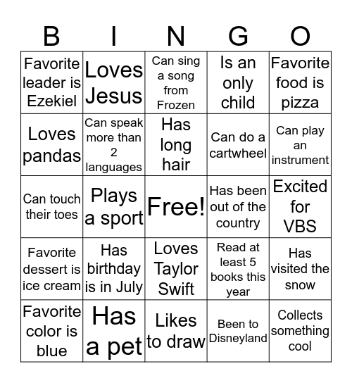 Galactic Bingo  Bingo Card