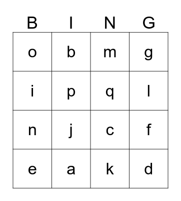 long vowels i,o.u Bingo Card