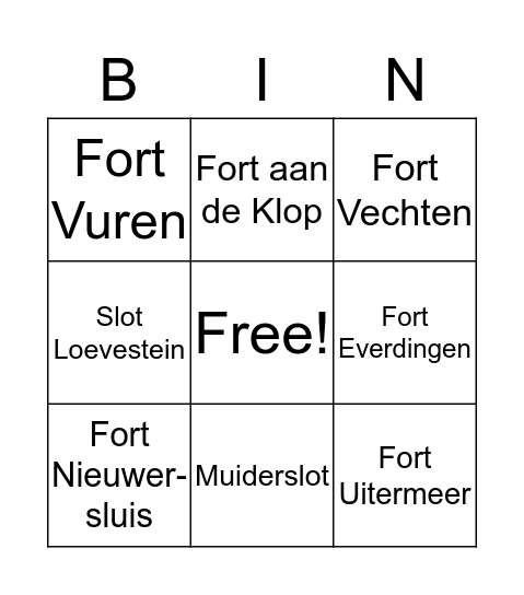 DE ELF-FORTEN-TOCHT Bingo Card