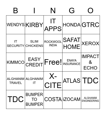 BINGO- IT DEPARTMENT  Bingo Card