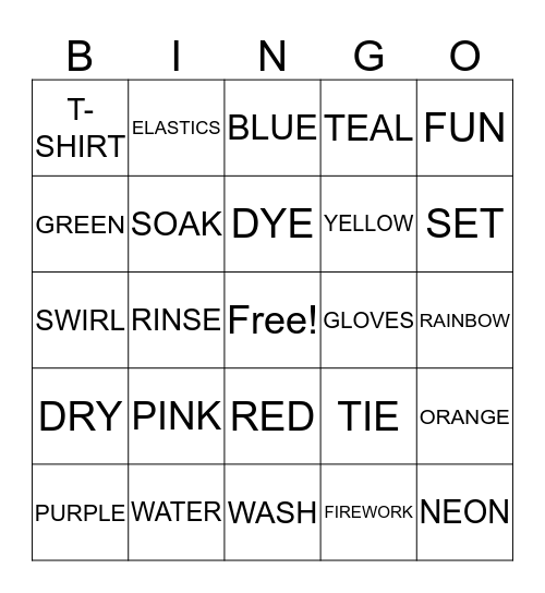 LILY'S TIE-DYE Bingo Card