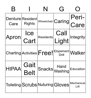 CNA BINGO Card