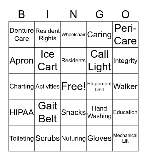 CNA BINGO Card