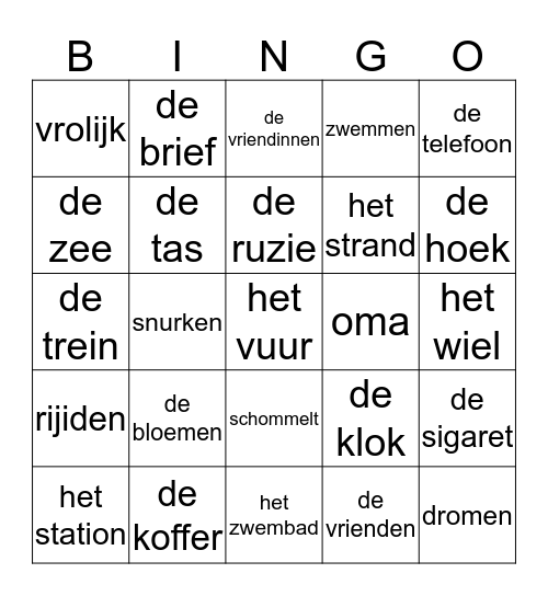 HZS 15 vrienden Bingo Card