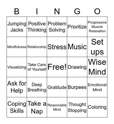 DBT Bingo Card