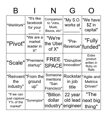 TechJam Bingo Card
