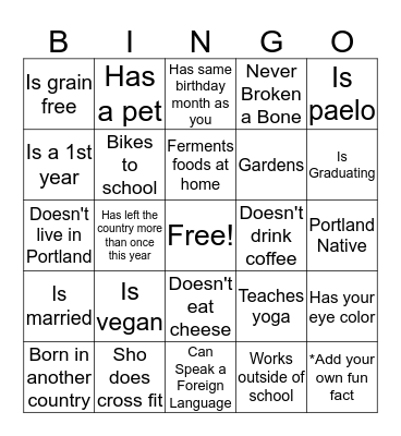 Find Someone Who... Bingo Card