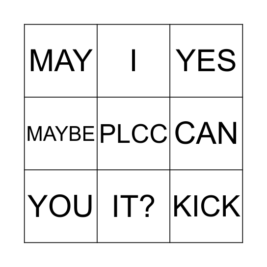 PLCC BINGO Card