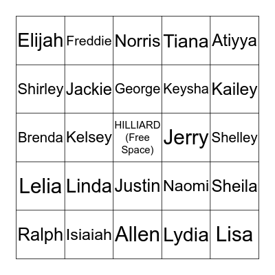 2013 HILLIARD FAMILY REUNION Bingo Card