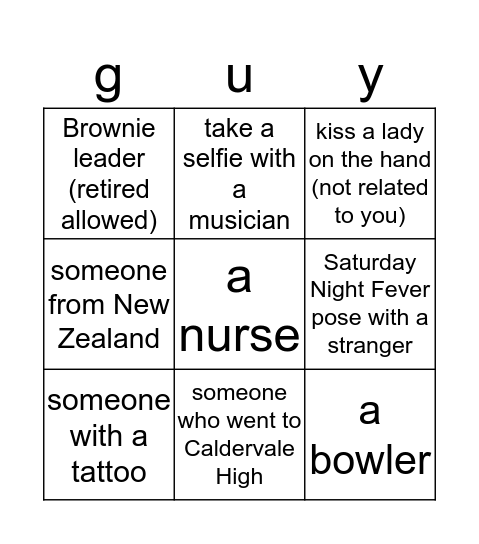 Party Bingo Card