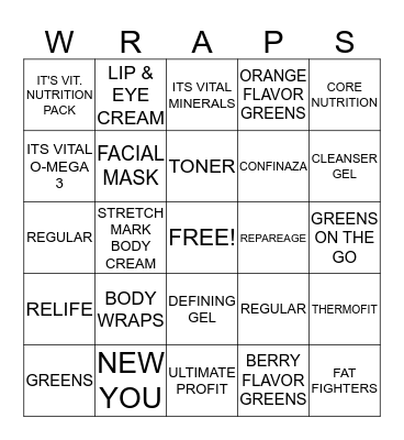 WRAPS BY FREEDOM Bingo Card